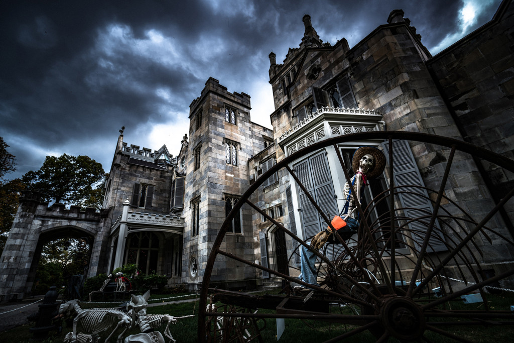 Lyndhurst with eerie clouds and skeleton farmer during Jay Ghoul’s ‘House of Curiosities.’ —Clifford Pickett photo