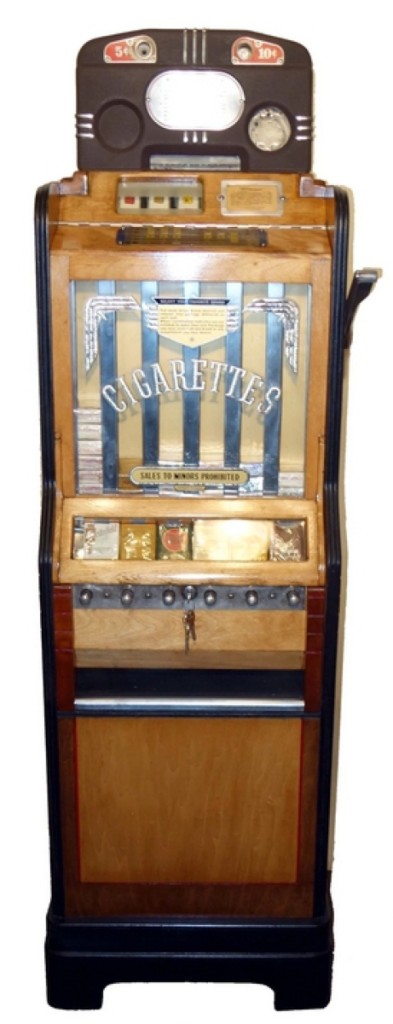 A cigarette dispenser found 25 bids during the sale as it hopped off the block for $2,950. It was produced by O.D. Jennings & Company.