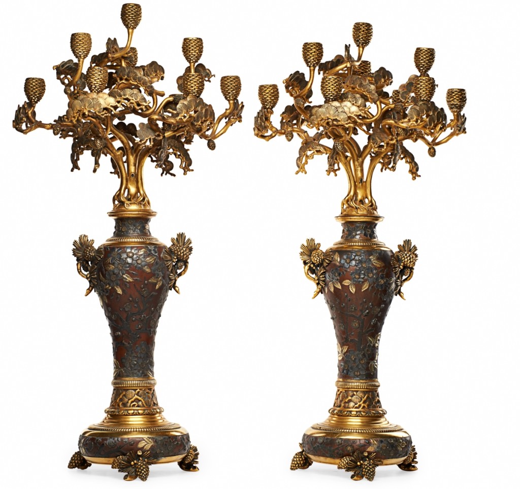 Leading both days was this pair of Christofle candelabra that sold for $87,500.