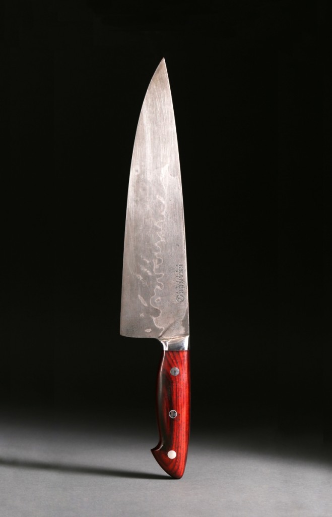 A record price of $231,250 was achieved for Bourdain’s Bob Kramer steel and meteorite chef’s knife, which was one of Bourdain’s favorite tools, “the most awesome knife in the world.”