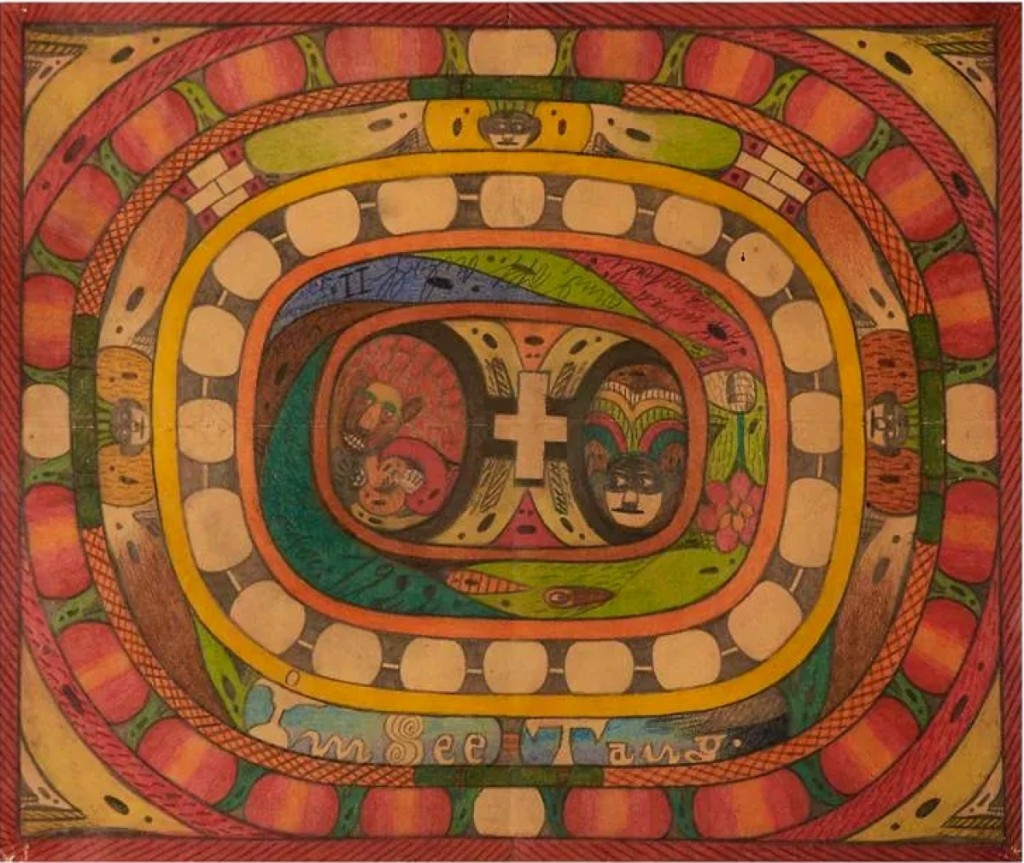 The top lot of the sale was Adolf Wölfli’s 1922 untitled work, colored pencil and pencil on paper, 16½ by 13¾ inches, that finished at $27,500. Wölfli’s work was lauded by Jean Debuffet in his art brut manifesto and collection.