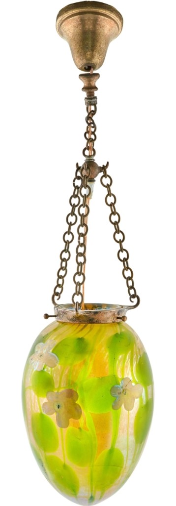 Bidders appreciated this Tiffany Studios Moorish style favrile millefiori glass stalactite fixture. It sold for $31,250. A nearly identical example in the same condition sold for $11,250 the lot prior. It seems someone had remorse.