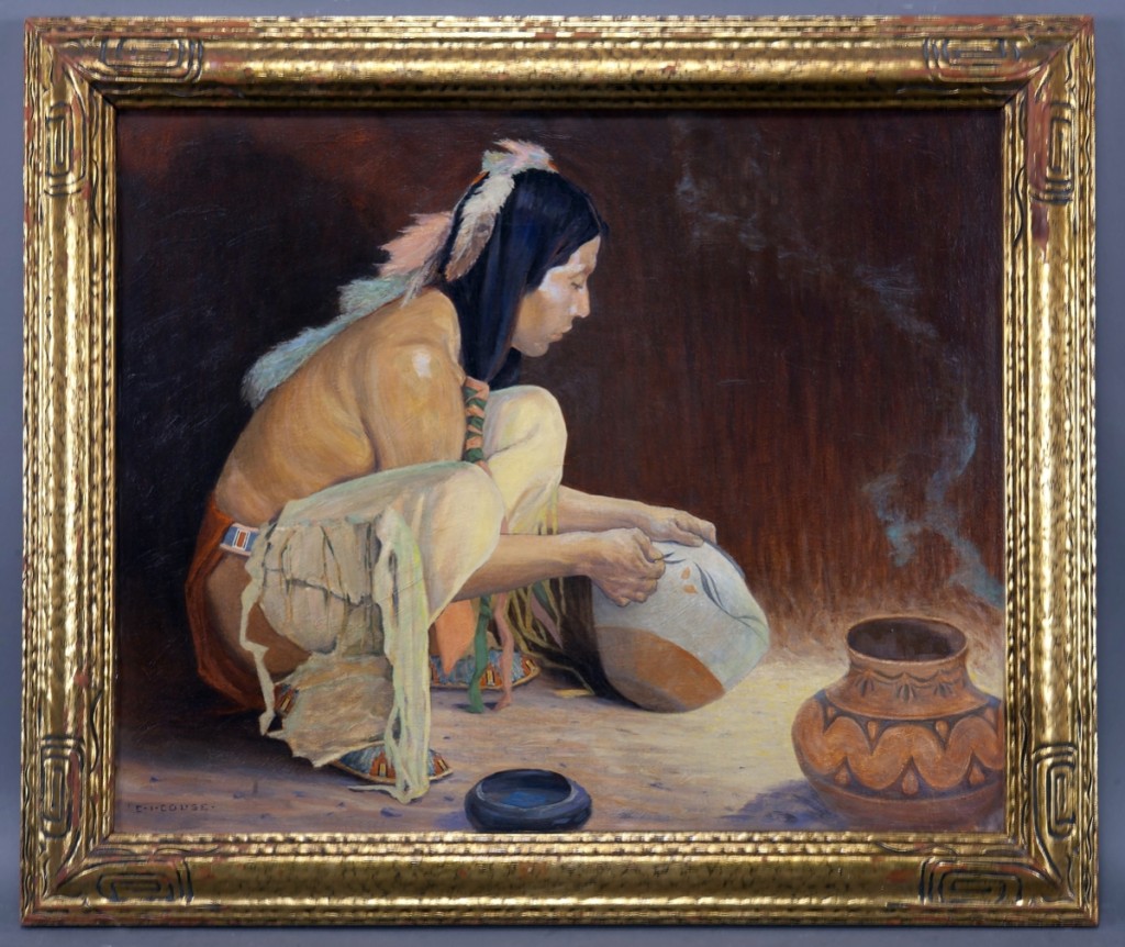 Eanger Irving Couse (1866-1936), “Untitled (The Pottery Decorator),” 24 by 29 inches, oil on canvas, circa 1930, sold for $62,500.