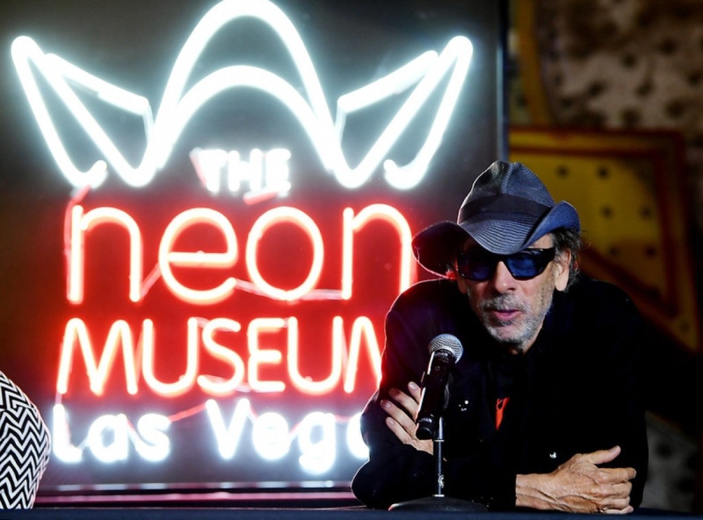 As intriguing as his films, director Tim Burton was onstage for a press conference at the October opening of “Lost Vegas.” Photo by Denise Truscello/WireImage.