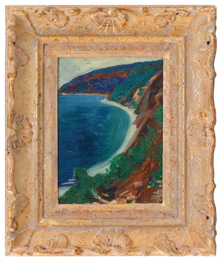 The top price in the first of two sessions of Eldred’s fall sale was this Study of Gattieres, France by Marsden Hartley (1877-1843), which sold to a private collector for $14,400 ($15/20,000).