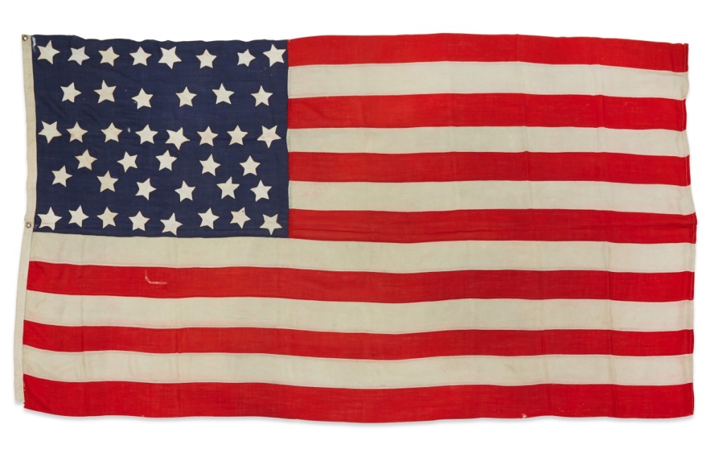 A Western private collector won this 41-star American flag commemorating Montana statehood, circa 1889, for $41,250, ten times its low estimate.