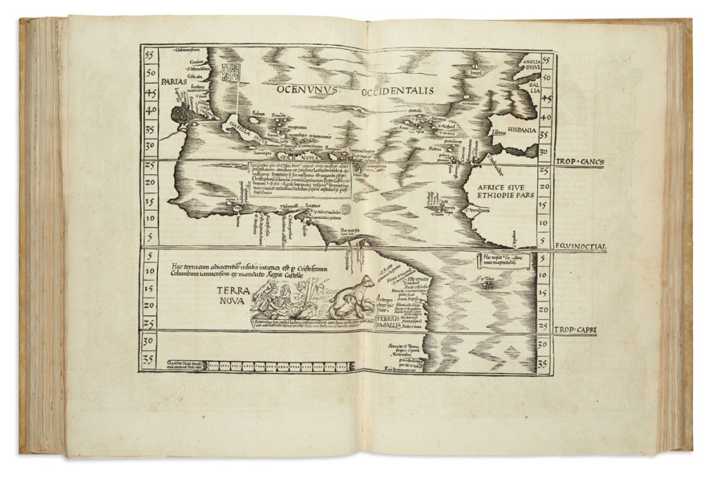 Claudius Ptolemaeus’s Geographicae Enarrationis Libri Octo, Lyons, 1535, sold at $27,500.