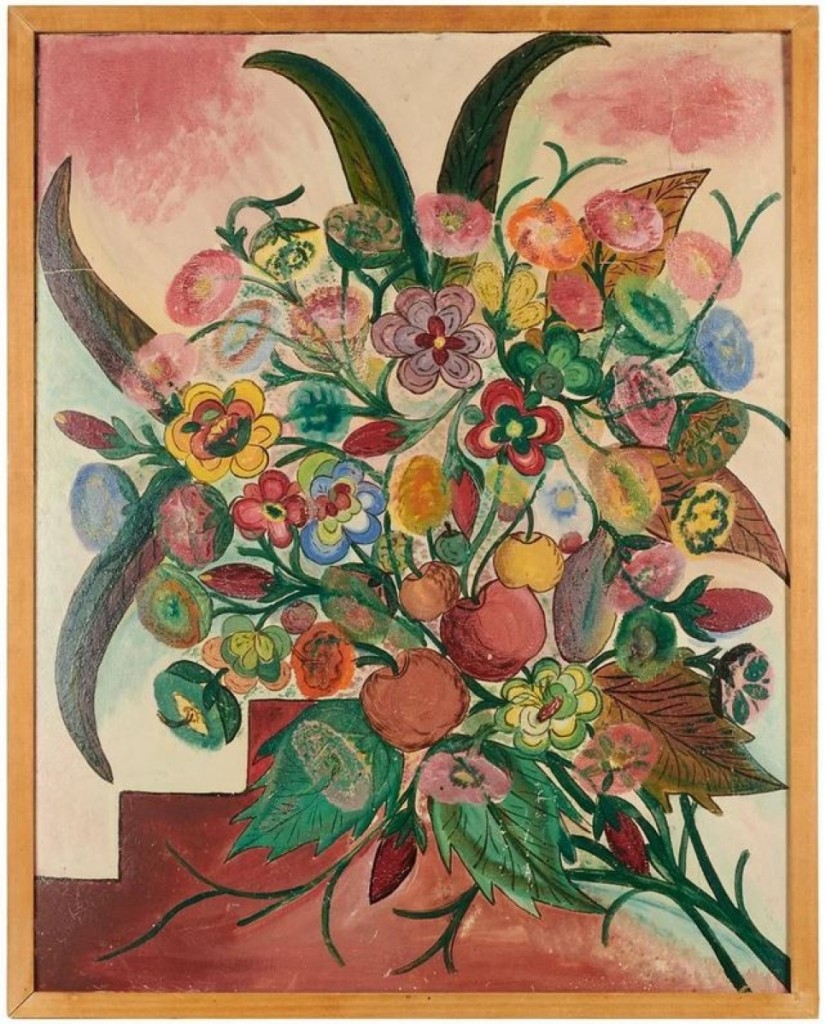 One of the top lots in the sale was this Hector Hyppolite (1894-1948) oil on cardboard, 28 by 22 inches, titled “Nature Morte.” It brought $32,500. The work came from the collection of Robert D. Graff and was exhibited at the American British Art Center, N.Y.