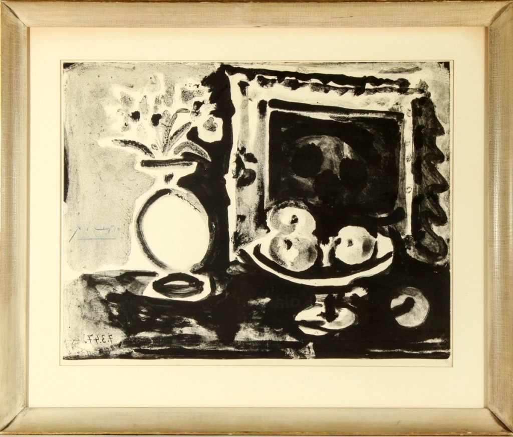 Fetching $7,500 was Pablo Picasso’s (1881-1973) “Large Still Life with Fruit Bowl (Grande Nature Mort au Compotier),” 1947.