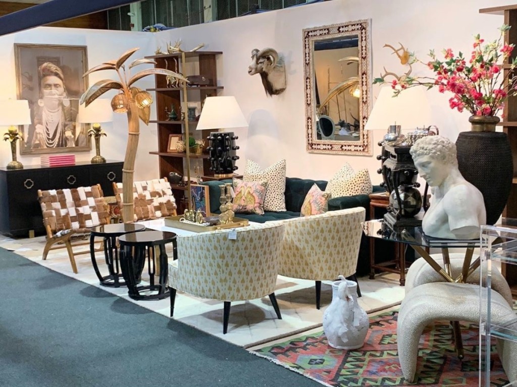 There were three Greenwich-area design firms participating this year, a conscious decision by the show organizers to add some pizzazz to the traditional ambiance of antiques, fine art and jewelry. This booth showed the collection of Trovare Home Design, which as its Italian name implies, is where one would find a selection of modern and vintage furnishings.