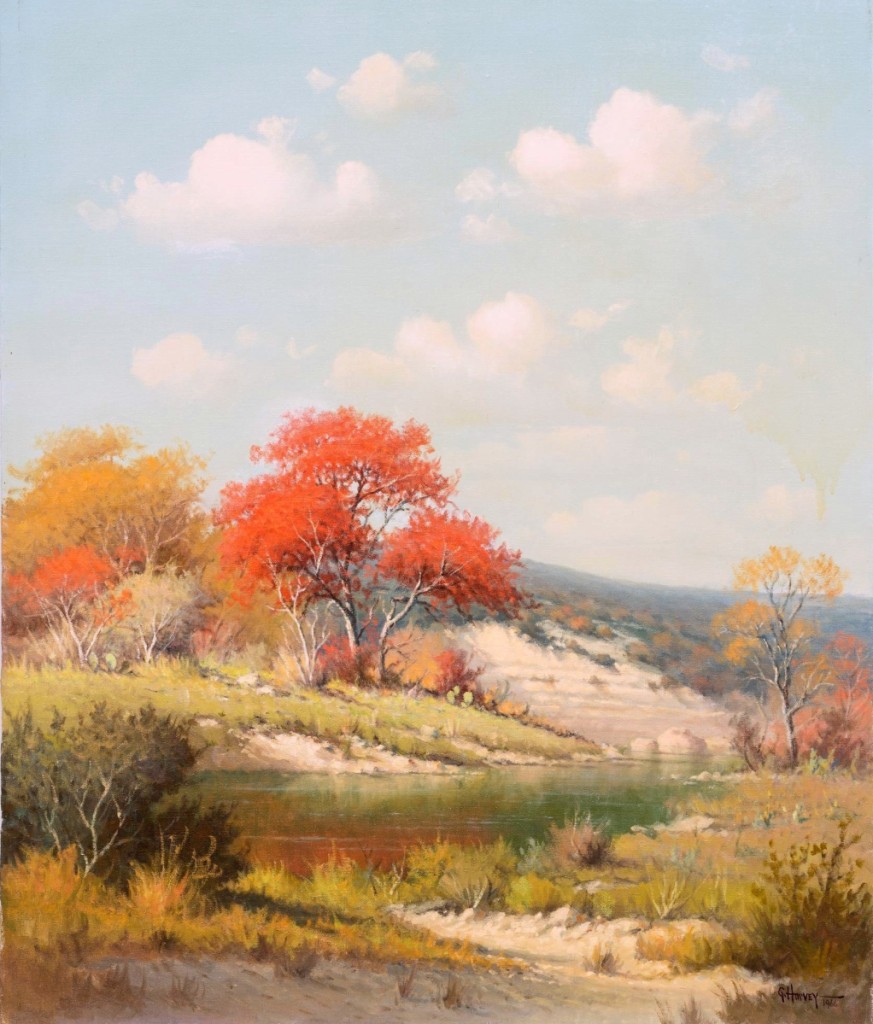 “Hill Country Autumn” by G. Harvey came in as the sale’s second highest lot. The 36-by-30-inch oil on canvas dated to 1966 and sold at $27,720.