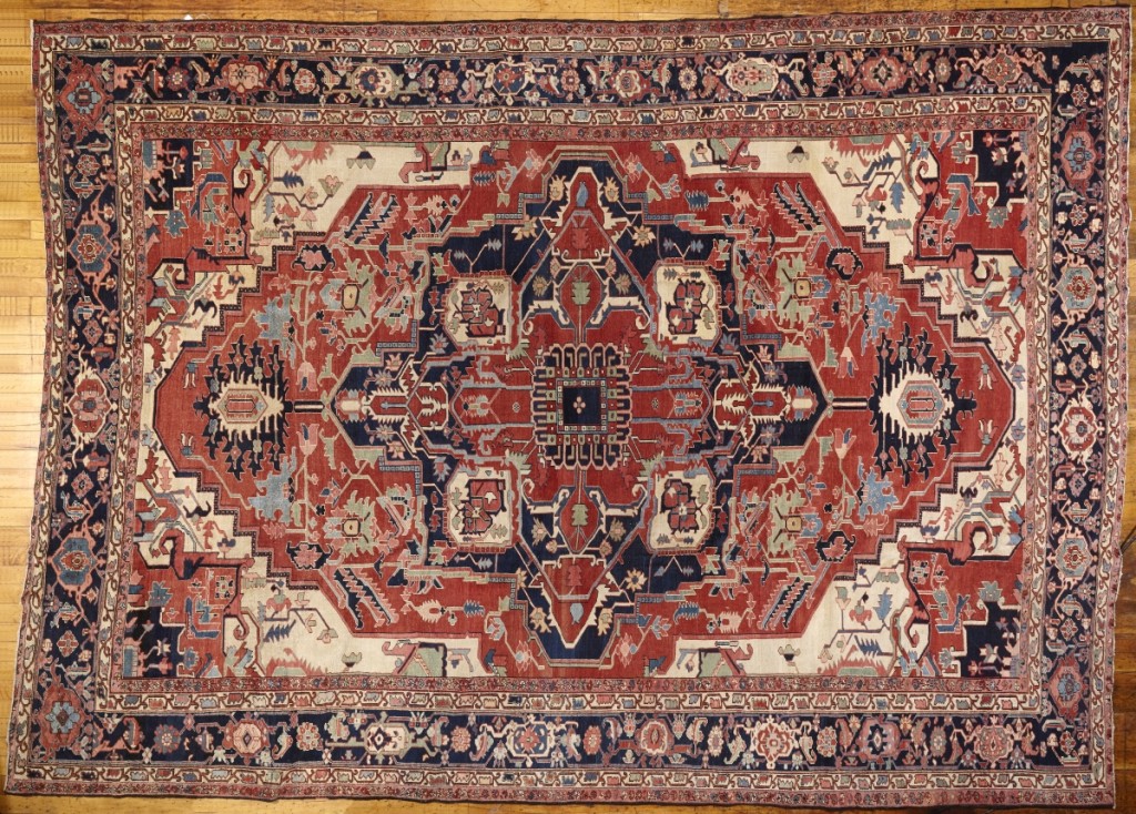 A Nineteenth Century Serapi Oriental carpet measured 15 feet 8 inches by 11 feet 6 inches and brought $9,063.