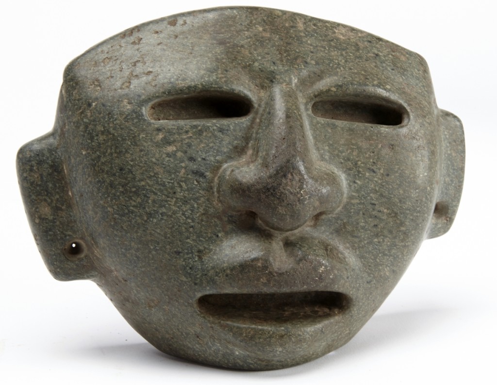 A Mayan carved stone mask that was believed to be early nearly tripled its high estimate to earn $13,750.