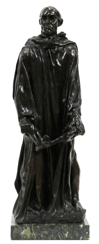 The top lot of the three-day sale was Schweizer’s “Burgher of Calais (Jean D’Aire) by Ruguste Rodin, which a California collector bought for $34,199 ($30/50,000). 