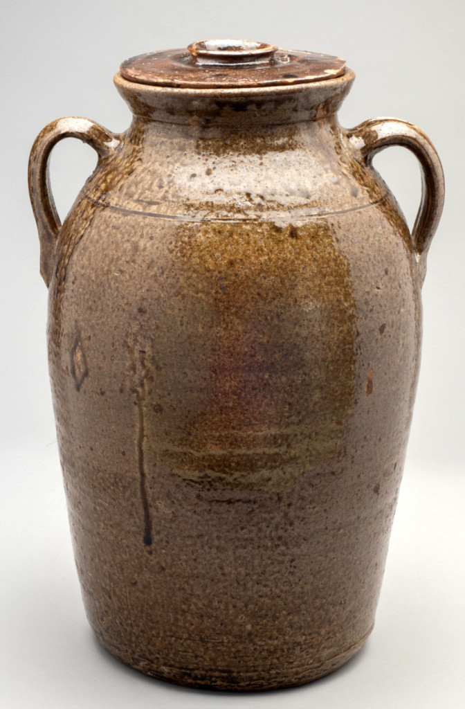 Churn, Crawford County, Ga., circa 1890. Stoneware with dripped alkaline glaze; 18 by 12½ inches. Georgia Museum of Art, University of Georgia; gift of Helen Plymale and family.