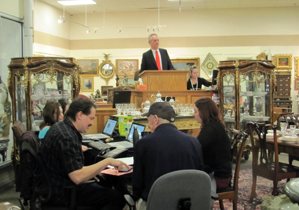 Auctioneer Edwin “Ed” Nadeau Jr and his crack staff who managed the phone and online bids