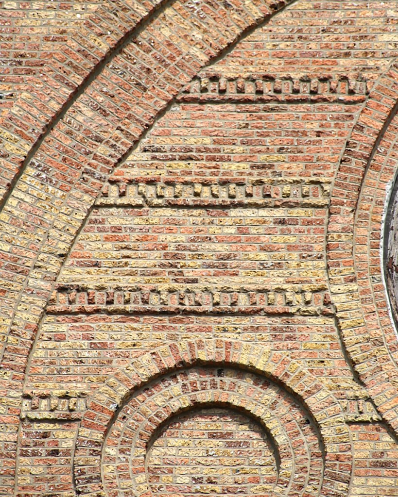 A detail from St Stanislaus Kostka, an 1881 Polish Catholic church built of Chicago common brick. Courtesy Instagram