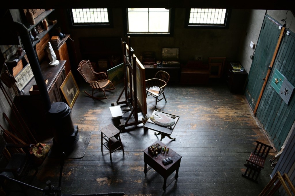 A bird’s-eye view of J. Alden Weir’s studio. Xiomáro shot this by climbing up on a water tower that is closed to the public.   He notes that the workspace is virtually intact since Weir died in 1919.