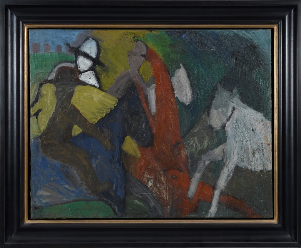 The third highest price in the sale — $46,740 from a phone bidder — was for “Riders on Horseback” by Bob Thompson (Kentucky/New York/Rome, 1937-1966) ($40/60,000).