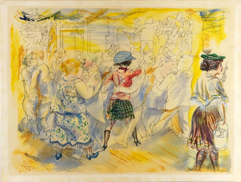 Among two watercolors offered by German George Grosz (1893-1959) “Bockbier,” 1929, 18 by 24½ inches, watercolor did the best, finishing at $38,750.
