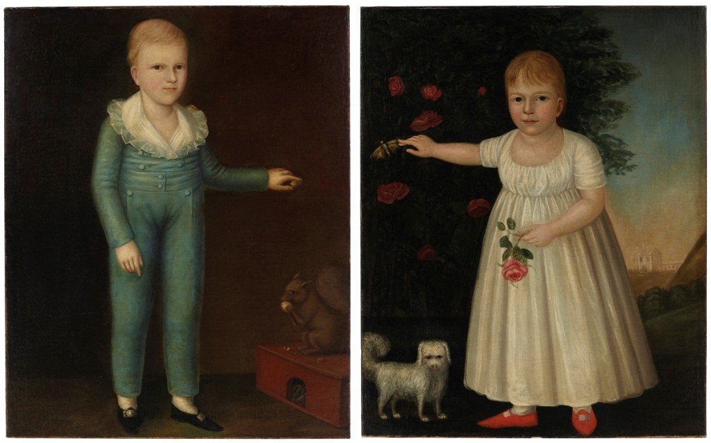 “Joshua Johnson is enjoying a moment,” said John Hays, after selling this pair of portrait — a boy with a squirrel and a girl with a dog — for $495,000 to Leigh Keno, bidding over the phone on behalf of a client (($100/150,000).