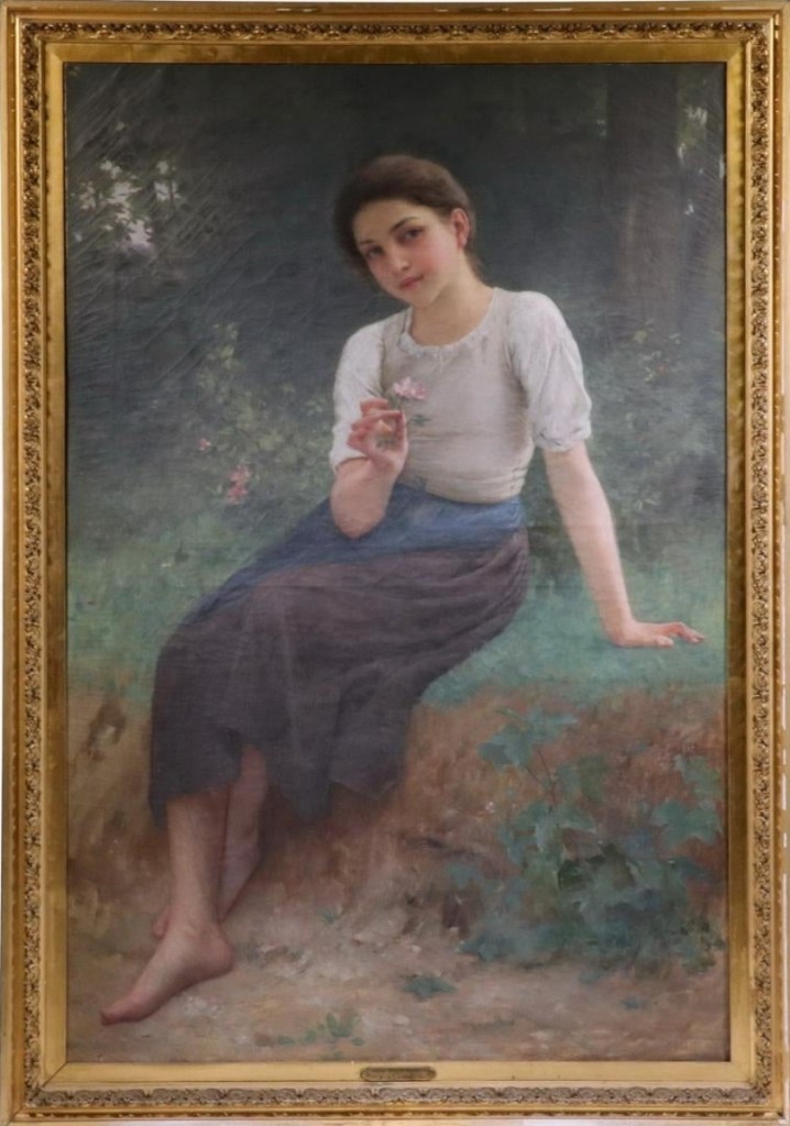 The highest price of the second day of the sale, $40,950, was earned by this life-sized portrait by French artist Charles Amable Lenoir. “The Wild Rose” depicted a young woman sitting in the woods, holding a flower.