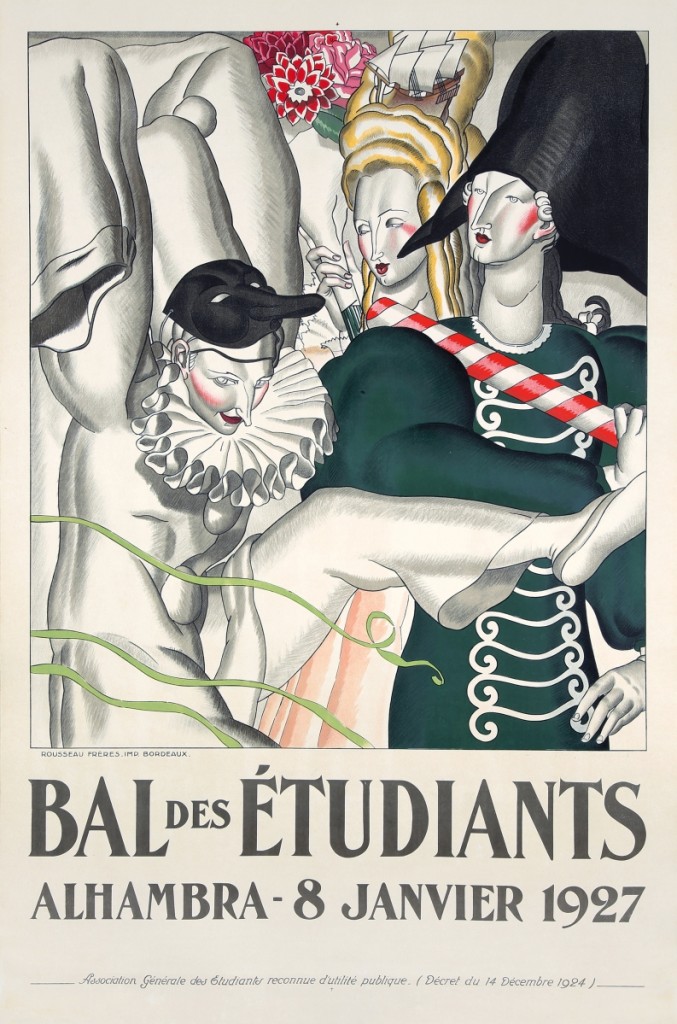 Jean Dupas caught collectors’ attention with this impressive Art Deco work, “Bal des Étudiants / Alhambra-8 Janvier 1927,” which earned $43,200.