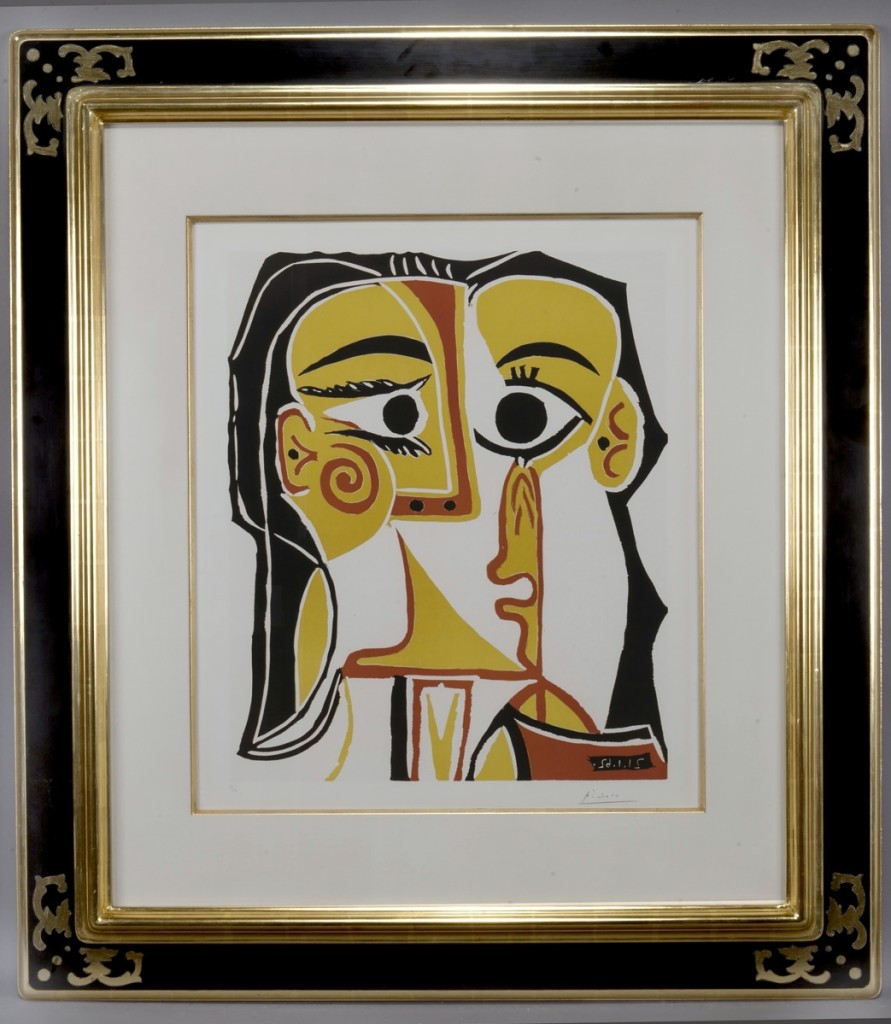 “Tete de Femme” by Pablo Picasso (Spanish, 1881-1973), 1962, color linocut on Arches wove paper, 25¼ by 20¾ inches, sold at $125,000.