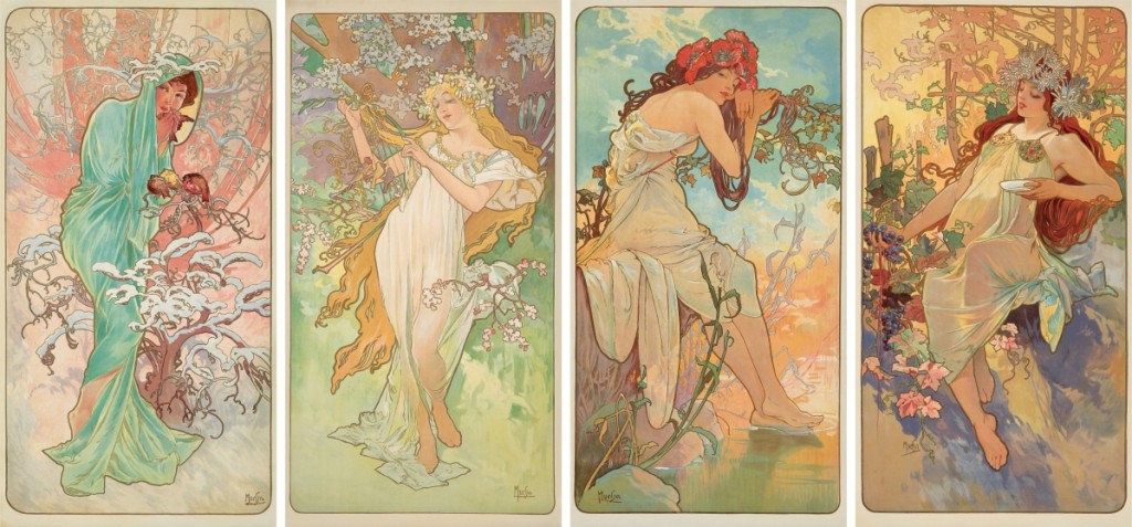 Passion for Alphonse Mucha’s images was high throughout the sale, including his iconic 1896 “The Seasons;” the four idyllic decorative panels were won for $45,600.