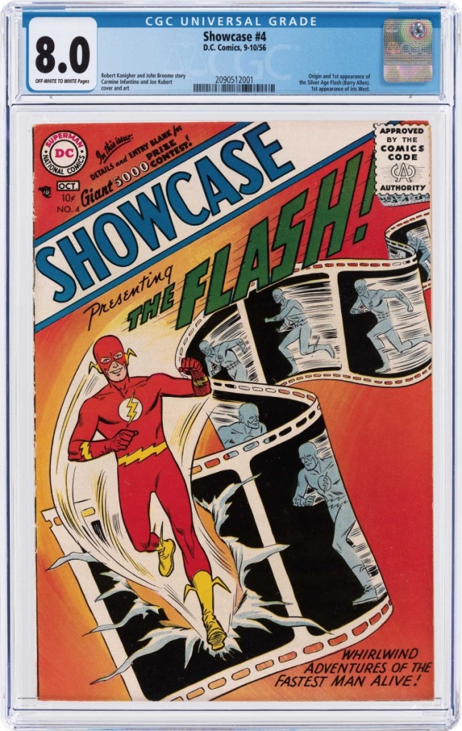 Showcase #4, Sept./Oct. 1956, CGC-graded 8.0 VF, featured origin and first appearance of the Silver Age Flash (Barry Allen) fetched $75,284