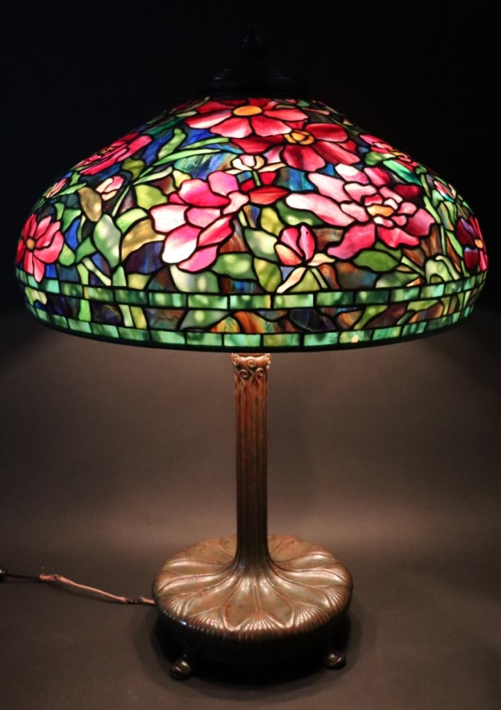 Bringing $125,000 was a vivid Tiffany Peony table lamp with a 14-inch shade.