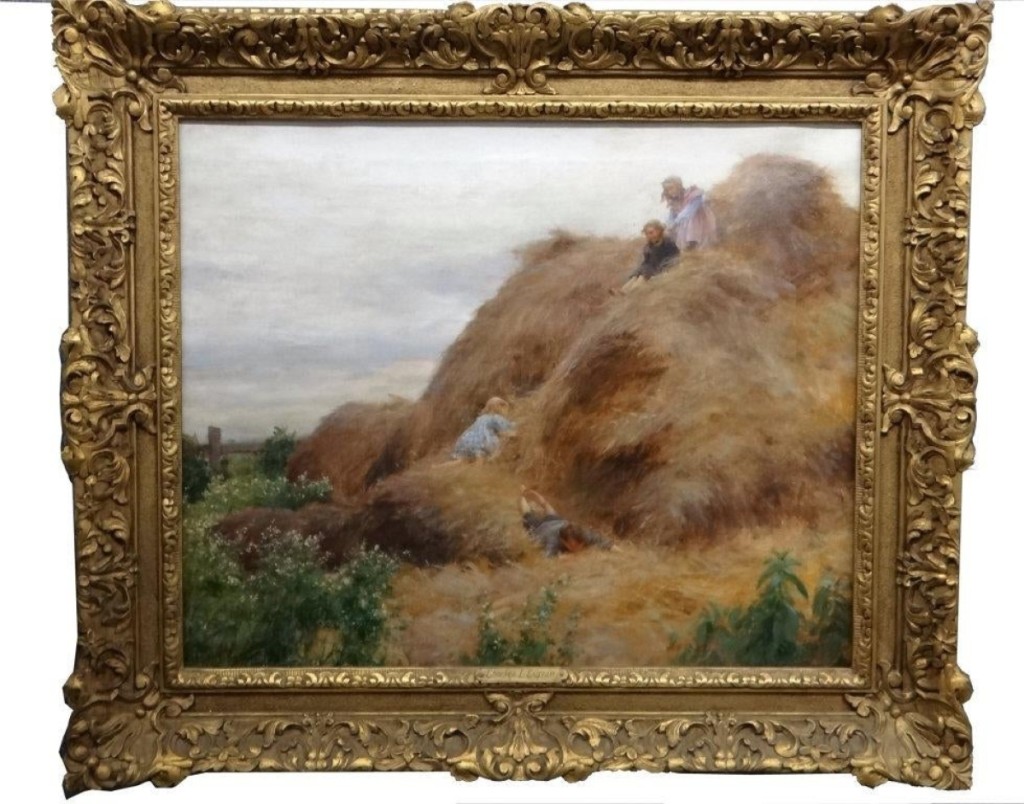 The top lot in the sale was this painting titled “Children sliding down a haystack” by Charles Courtney Curran that received 20 bids and closed at $22,230, selling to a private collector and underbid by a member of the trade ($10/20,000).