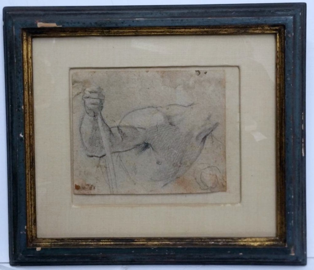 A European art expert bought this Sixteenth Century drawing for $22,755. It had been attributed to Italian mannerist Bronzino in a 1961 New York City exhibition at The Drawing Room gallery. The auction house offered that it may instead be by his pupil Allessandro Allori. Charcoal or pencil on paper, 4½-by-5¾-inch sheet.