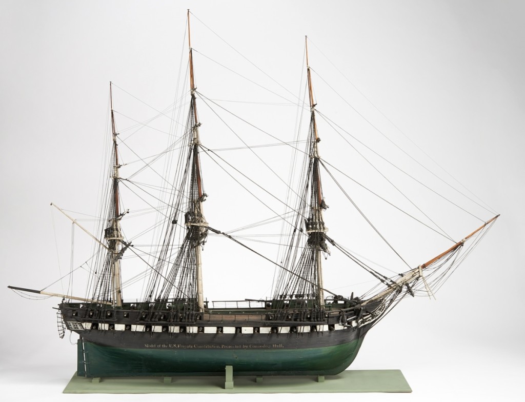Model of United States Frigate Constitution, about 1812. Wood, paint, cordage. 59 by 77 by 29½ inches. Gift of Commander Isaac Hull. Peabody Essex Museum Collection, M47. ©2014 Peabody Essex Museum, Salem, Mass. Photography by Walter Silver.