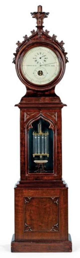 Twelve lots in the sale had provenance to the Norfolk Southern Railway. Among them was an E. Howard & Co. No. 22 mahogany astronomical regulator that brought $106,250 on a $60,000 high estimate. Model 22s are extremely rare.