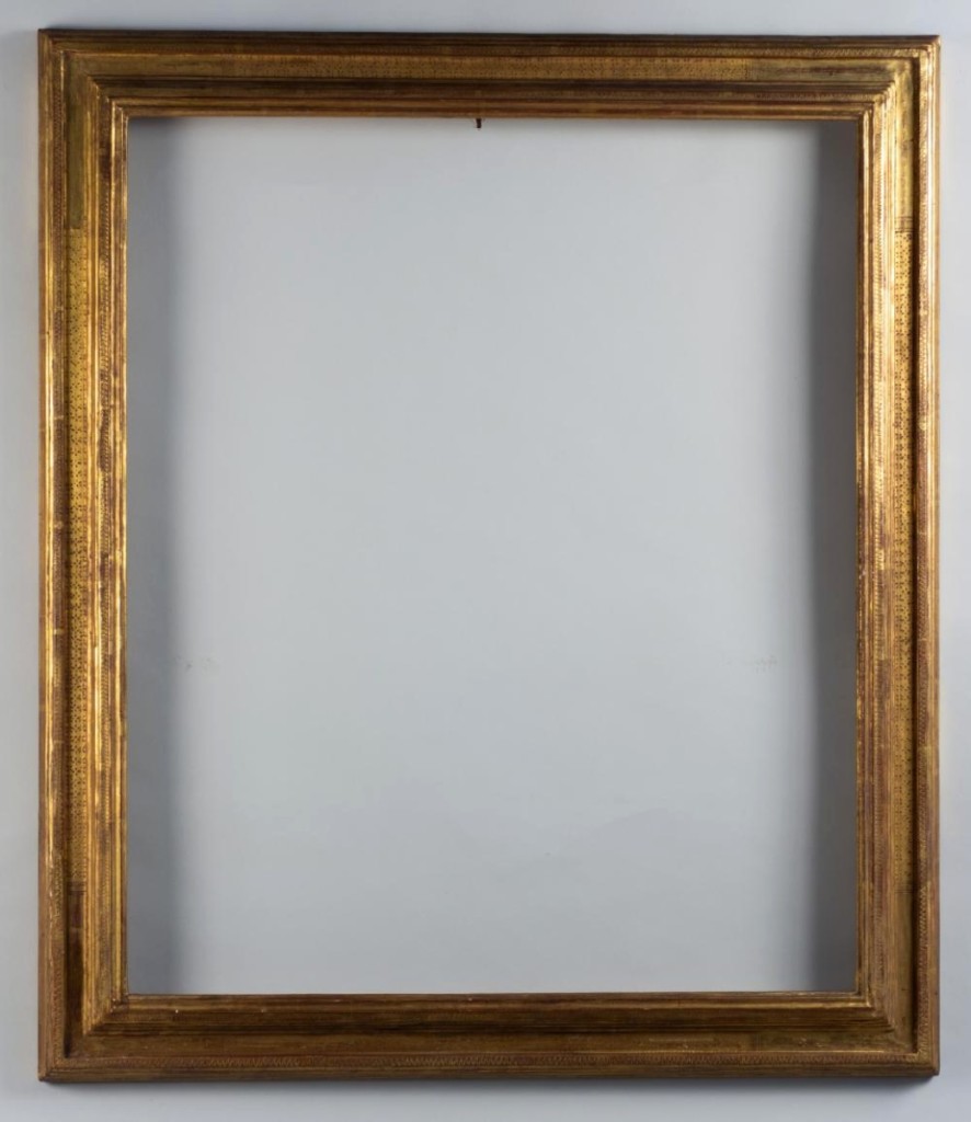 The sale was led by this gold leaf frame by Frederick Harer (American, 1879-1947), which brought $3,960. According to the catalog, it was signed, had his iconic punchwork decoration and was of standard size (31 by 36 inches) that would have universal appeal ($800-$1,200).