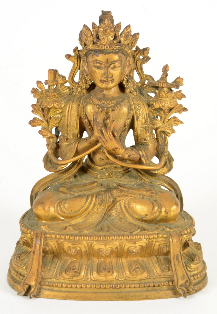 Bringing the second highest price in the sale was this Eighteenth Century gilt-bronze image of Buddha that stood just 6½ inches tall. A Chinese buyer took it for $22,610 ($8/12,000).