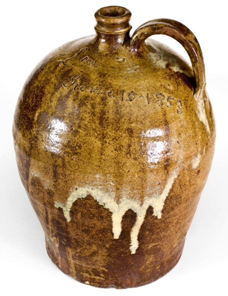 Rolling in at $78,000 was the best jug by Dave that Crocker Farm partner Mark Zipp had ever handled. It set an auction record for the form by the artist. It was notable for its rutile runs that streak over the olive alkaline glaze, something rarely found on Dave’s works.