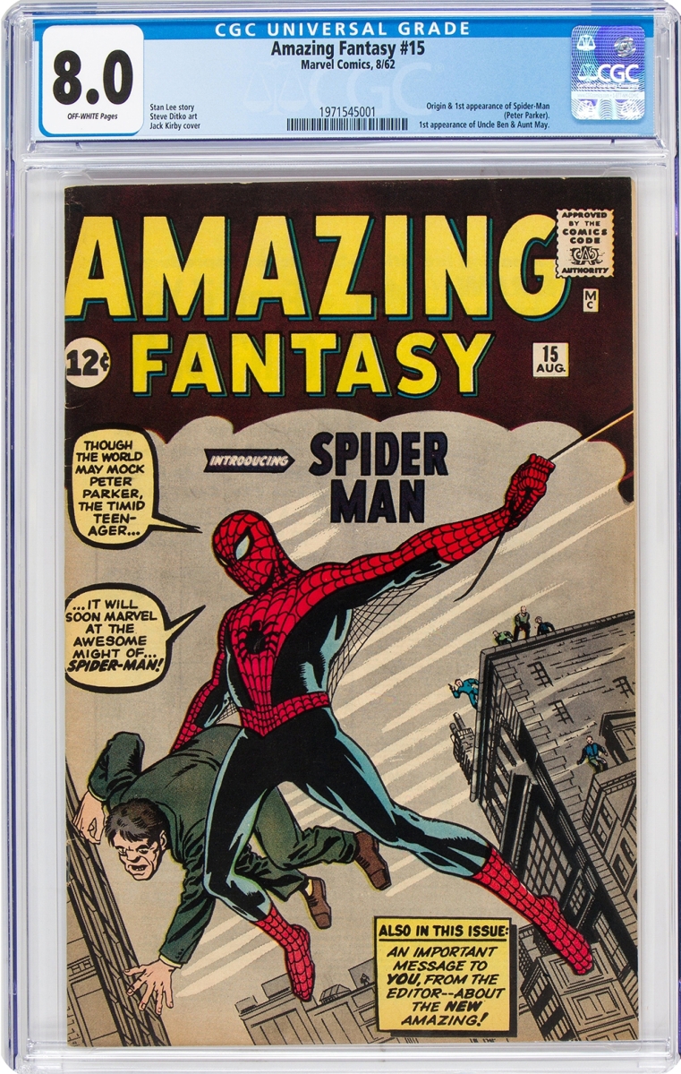 AMAZING FANTASY # 15 COVER RECREATION 1ST SPIDER-MAN ORIGINAL COMIC COLOR  ART