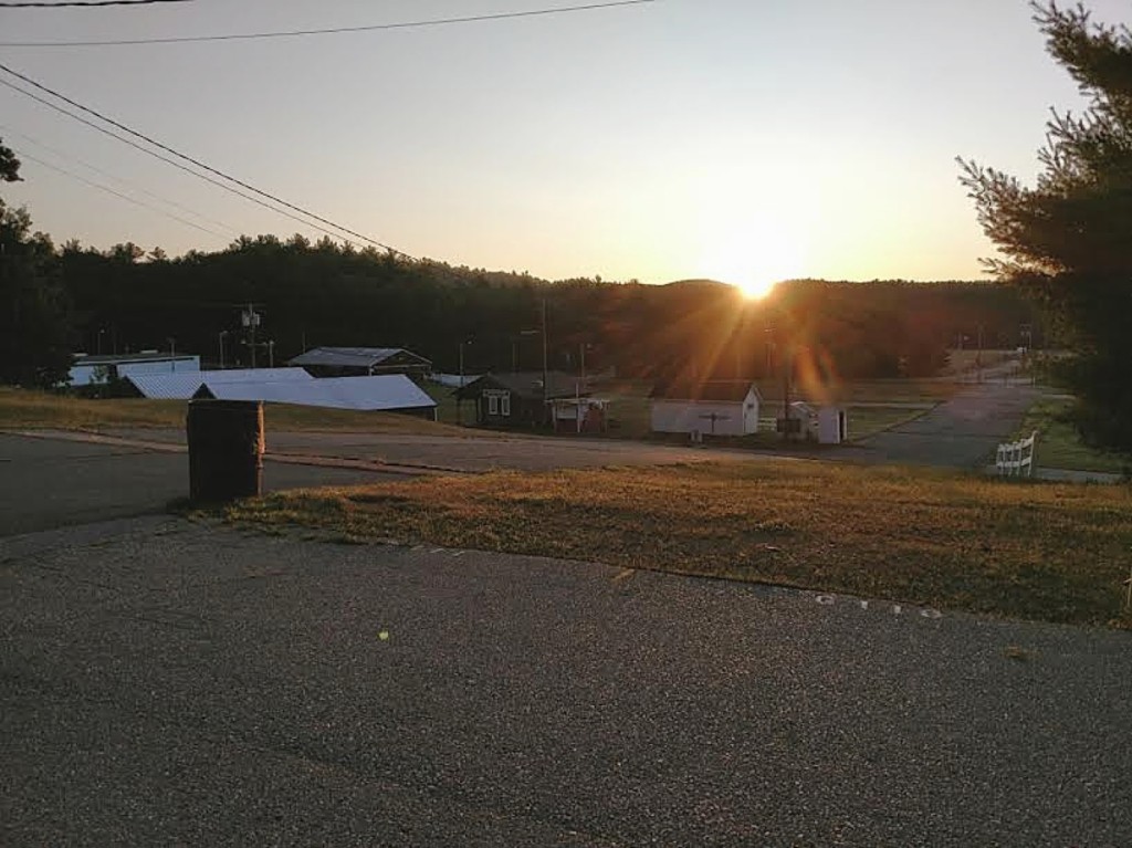 The sun rises over the sprawling Deerfield Fairgrounds.   —Rachel Gurley photo.