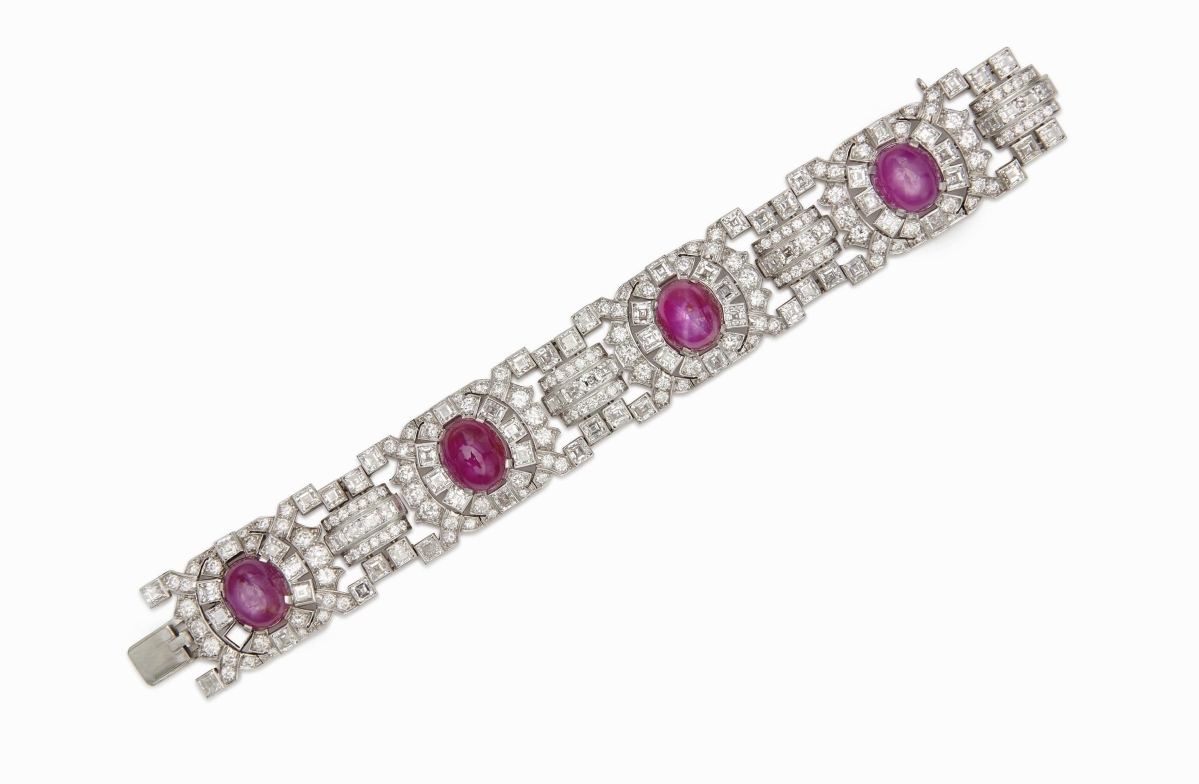 Also selling for well over the high estimate was a platinum, diamond and ruby bracelet, which sold for $71,875.