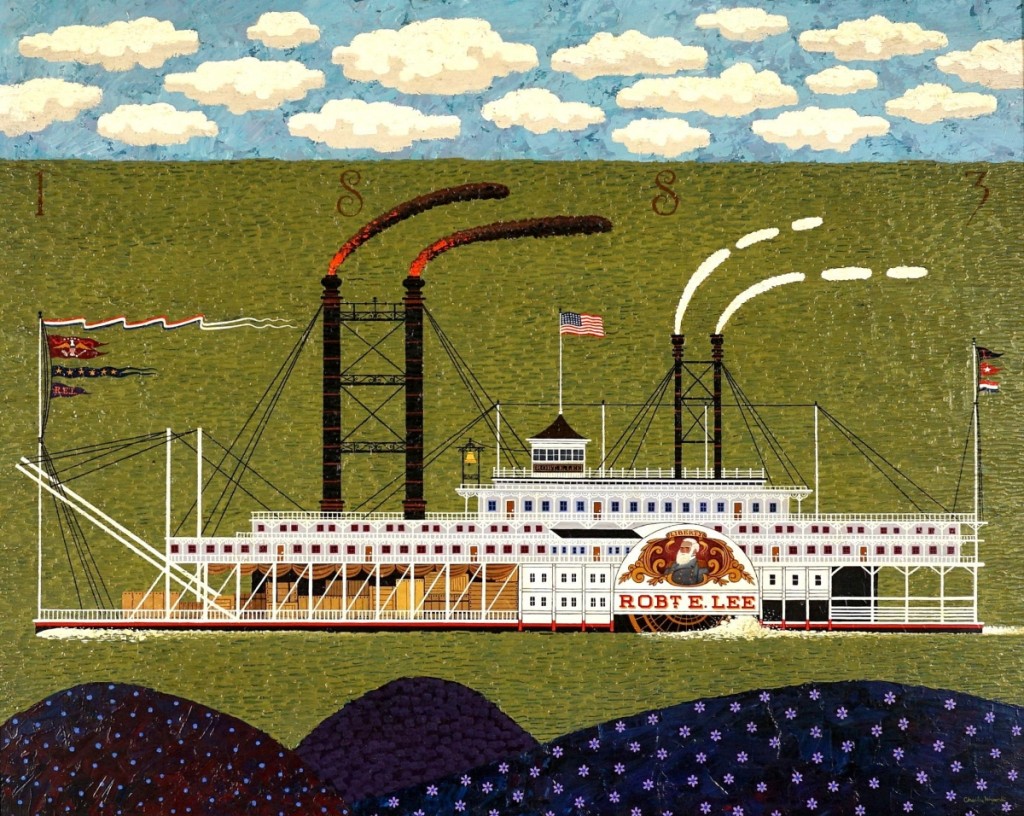 Charles Wysocki’s painting of the steamboat Robert E. Lee sailed past its high estimate to land at $20,650 The painting was accompanied by the original invoice from its 1968 purchase from a Carmel, Calif., gallery. Consigned by a Florida estate, it was purchased by a private collector from the United States ($15/20,000).
