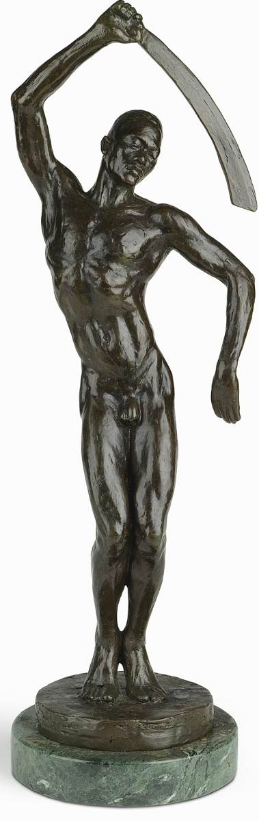 Richmond Barthé’s (American, 1901-1989) “Feral Benga” bronze sculpture surpassed all expectations when it sold for $629,000 on a $60,000 high estimate. It sold to a private collector. The work depicts Senegalese dancer François “Féral” Benga, who performed at the Folies Bergére and would become a subject of other Harlem Renaissance artists. The 19-inch-high sculpture was numbered 1 from an edition of 10 recast in 1986 under Barthé’s supervision. There are only two known from the original 1930s casting.