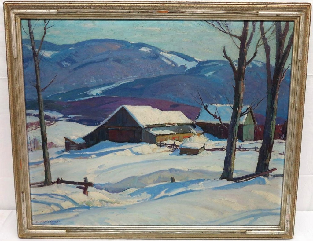 Topping offerings of fine art was this oil on canvas winter landscape by Aldro Thompson Hibbard (American, 1886-1972), which closed at $3,813. It measured 28 by 33 inches.