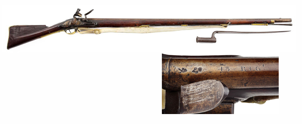 Matching an auction record for a regiment- marked Brown Bess was this example, one of three known from the 43rd Regiment of Foot who fought in the Revolutionary War for the British. It sold for $73,800 and was the highest selling musket in the sale.