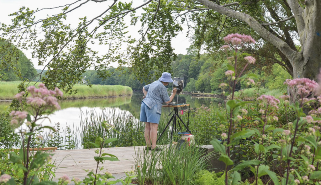 The River Walk, one of four marked path comprising Florence Griswold Museum’s Artists’ Trail, leads visitors along the Lieutenant River, where American Impressionist painters set up their easels. Photo Ian Dobbins, courtesy Florence Griswold Museum.