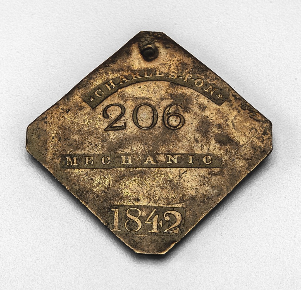 Dr Torren Gatson of the University of North Carolina at Greensboro will talk about this slave badge in MESDA’s collection as part of the Salem Presents lecture series. The badge was the subject of Dr Gatson’s 2015 MESDA Summer Institute research. Slave Badge, 1842, Charleston, S.C. Museum of Early Southern Decorative Arts at Old Salem Museums and Gardens.