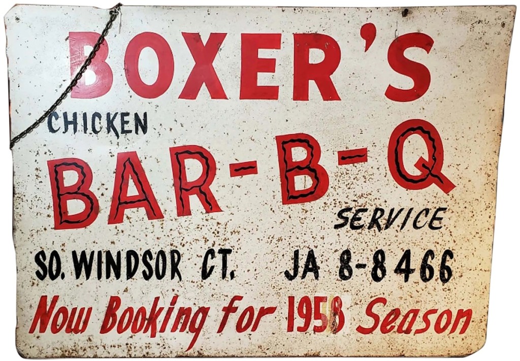 Home Farm Antiques — Tin barbecue sign.