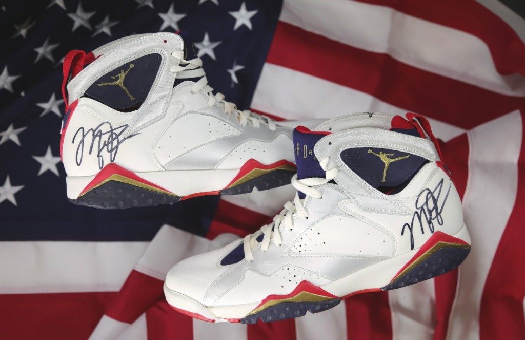 Michael Jordan’s 1992 Dream Team signed, game-worn shoes were the sale’s top lot, selling for $190,373.