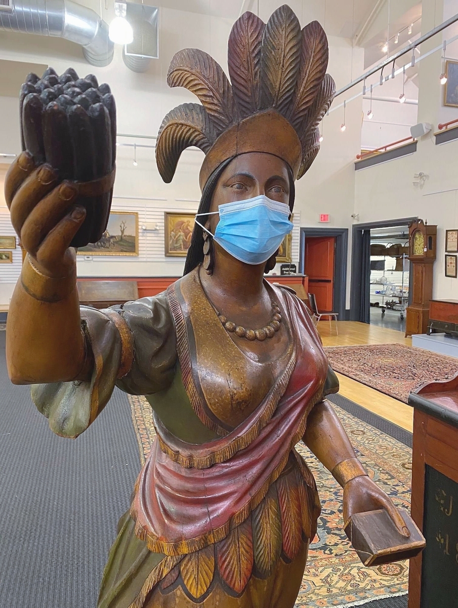 Everyone who came to Pook & Pook for the June 20 Americana sale had to wear a mask. No exceptions, apparently. Photo courtesy Pook & Pook’s Facebook page.